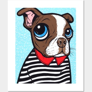 Brown Boston Terrier Dog Posters and Art